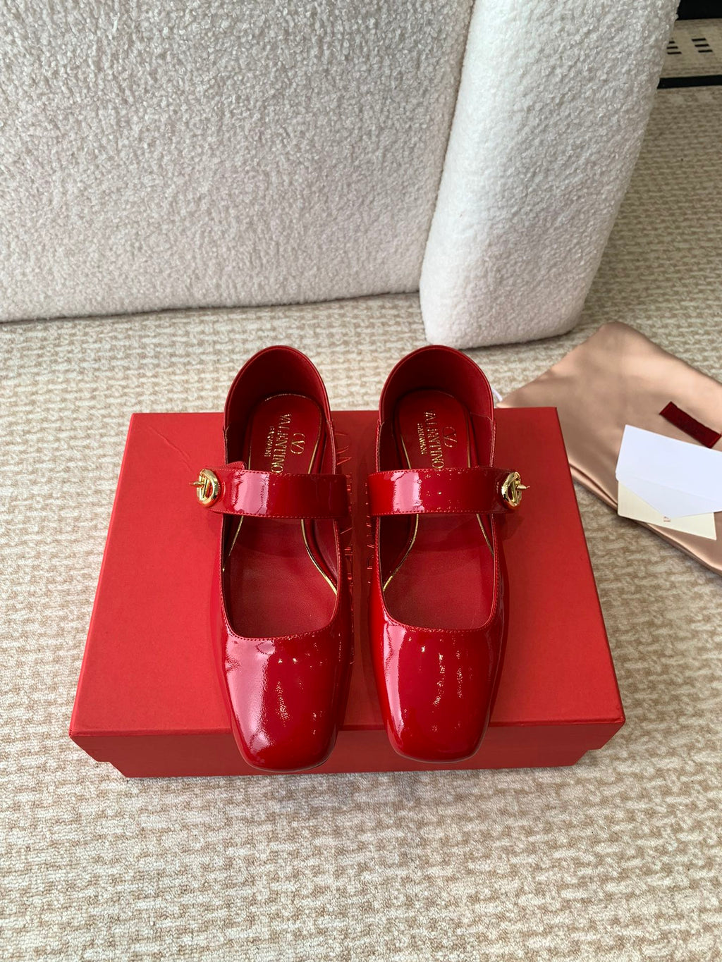 VL Locker Mary-Jane Ballerina In Crimson Red Calfskin