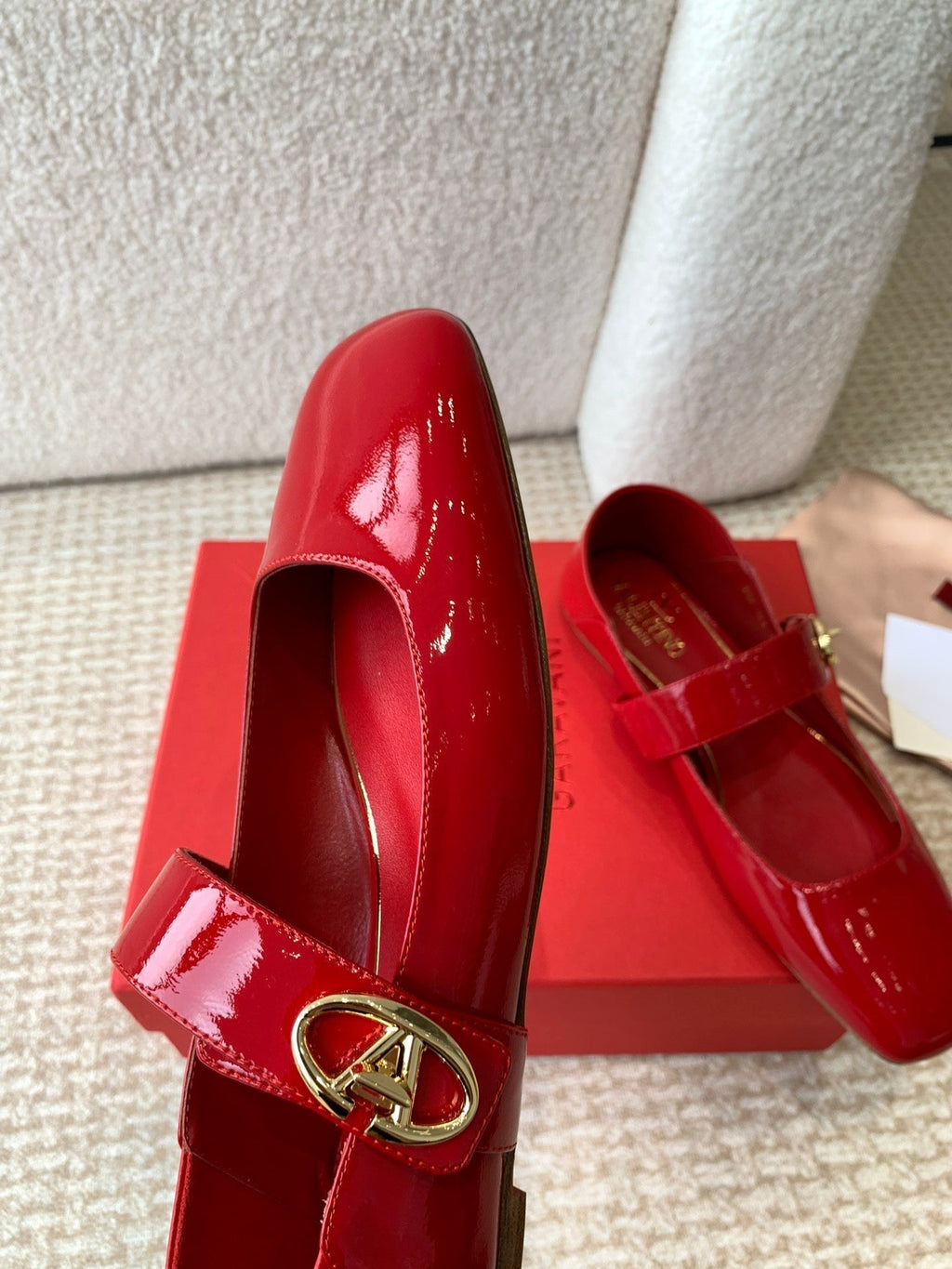 VL Locker Mary-Jane Ballerina In Crimson Red Calfskin