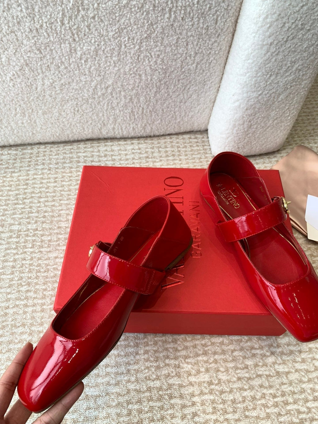 VL Locker Mary-Jane Ballerina In Crimson Red Calfskin