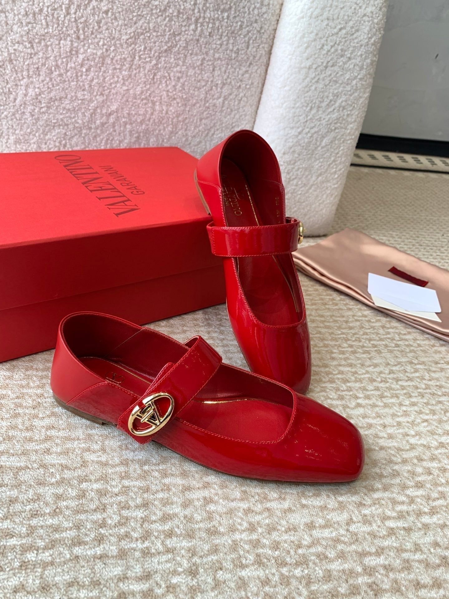 VL Locker Mary-Jane Ballerina In Crimson Red Calfskin