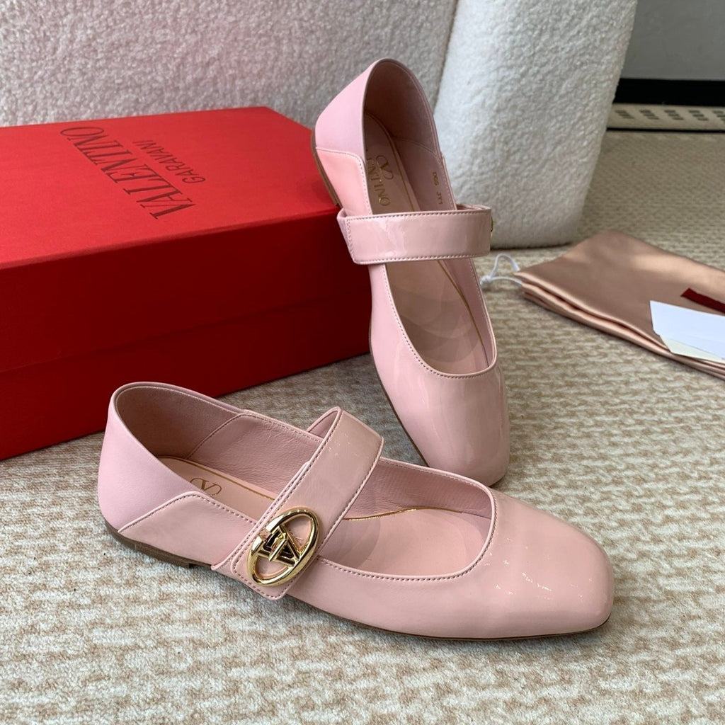 VL Locker Mary-Jane Ballerina In Pink Calfskin