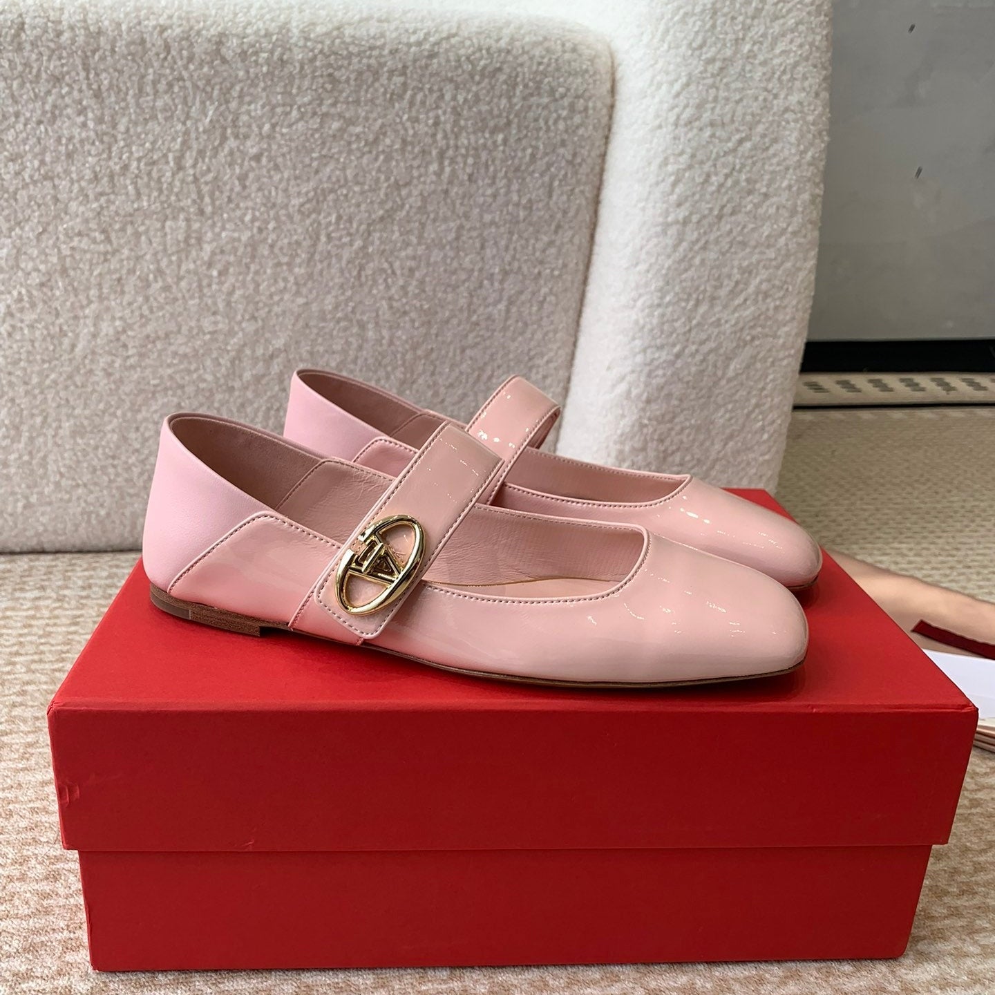 VL Locker Mary-Jane Ballerina In Pink Calfskin