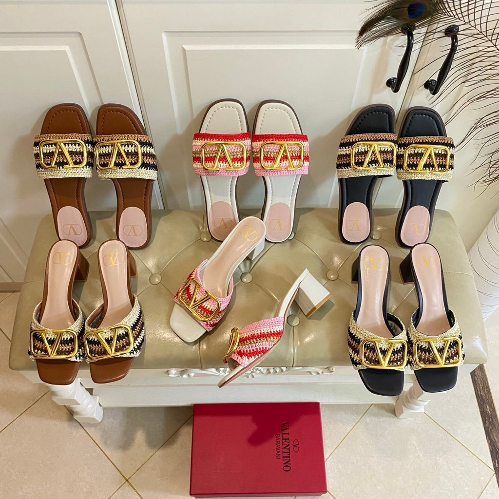 Vlogo Signature Slide Sandal 60mm With Crochet Embroidery