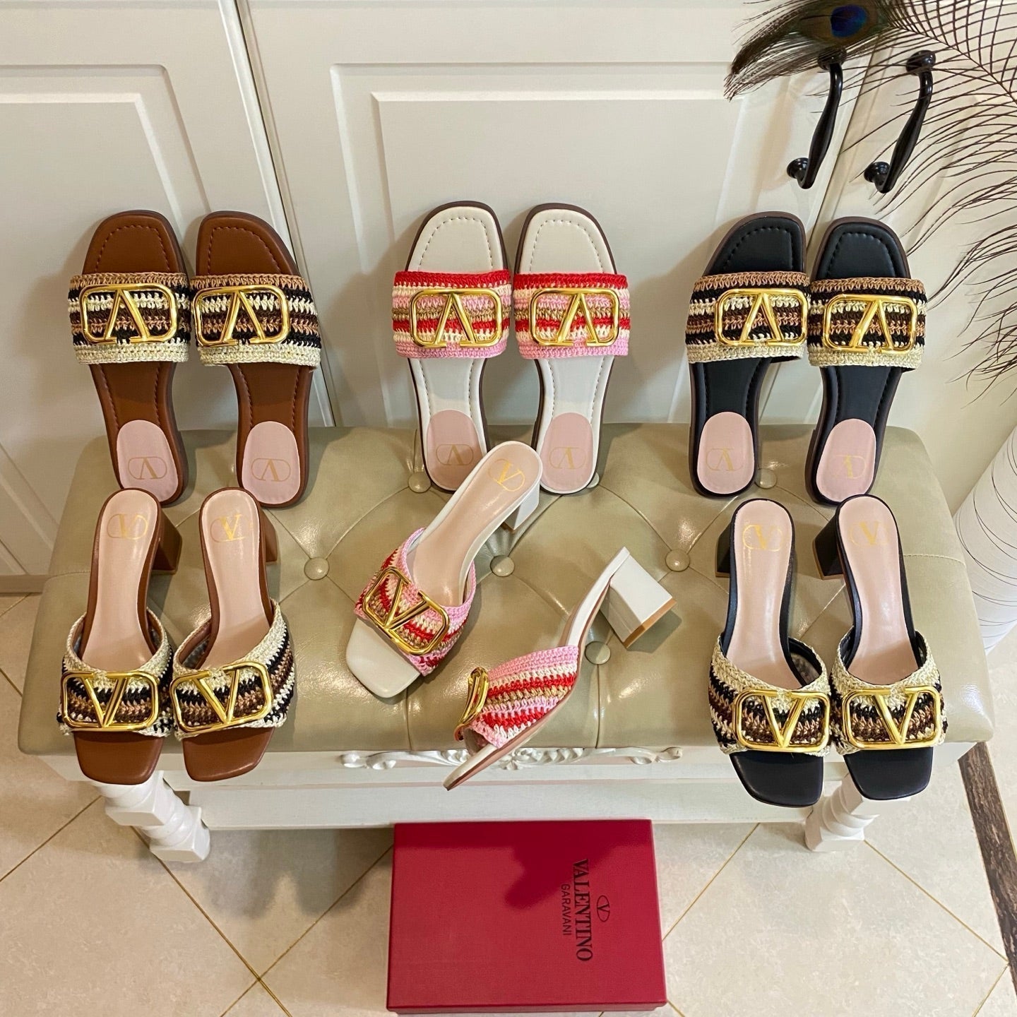 Vlogo Signature Slide Sandal 60mm With Crochet Embroidery