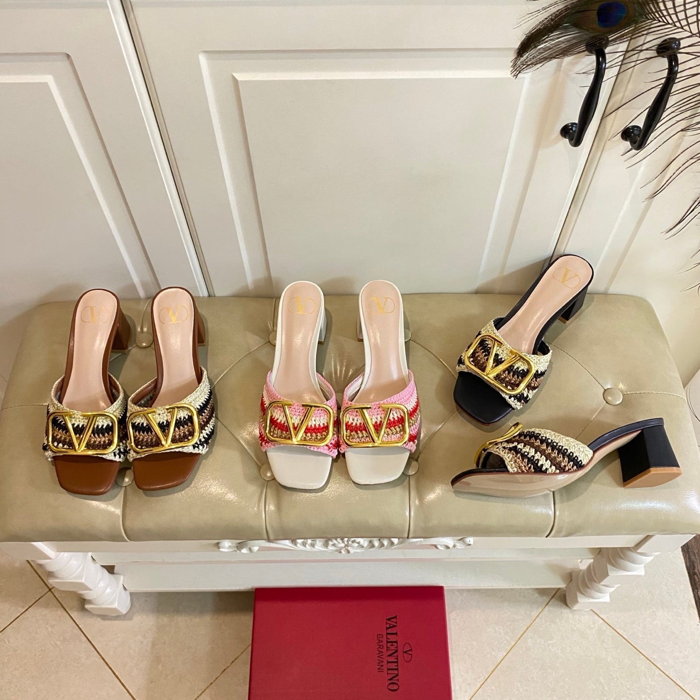 Vlogo Signature Slide Sandal 60mm With Crochet Embroidery