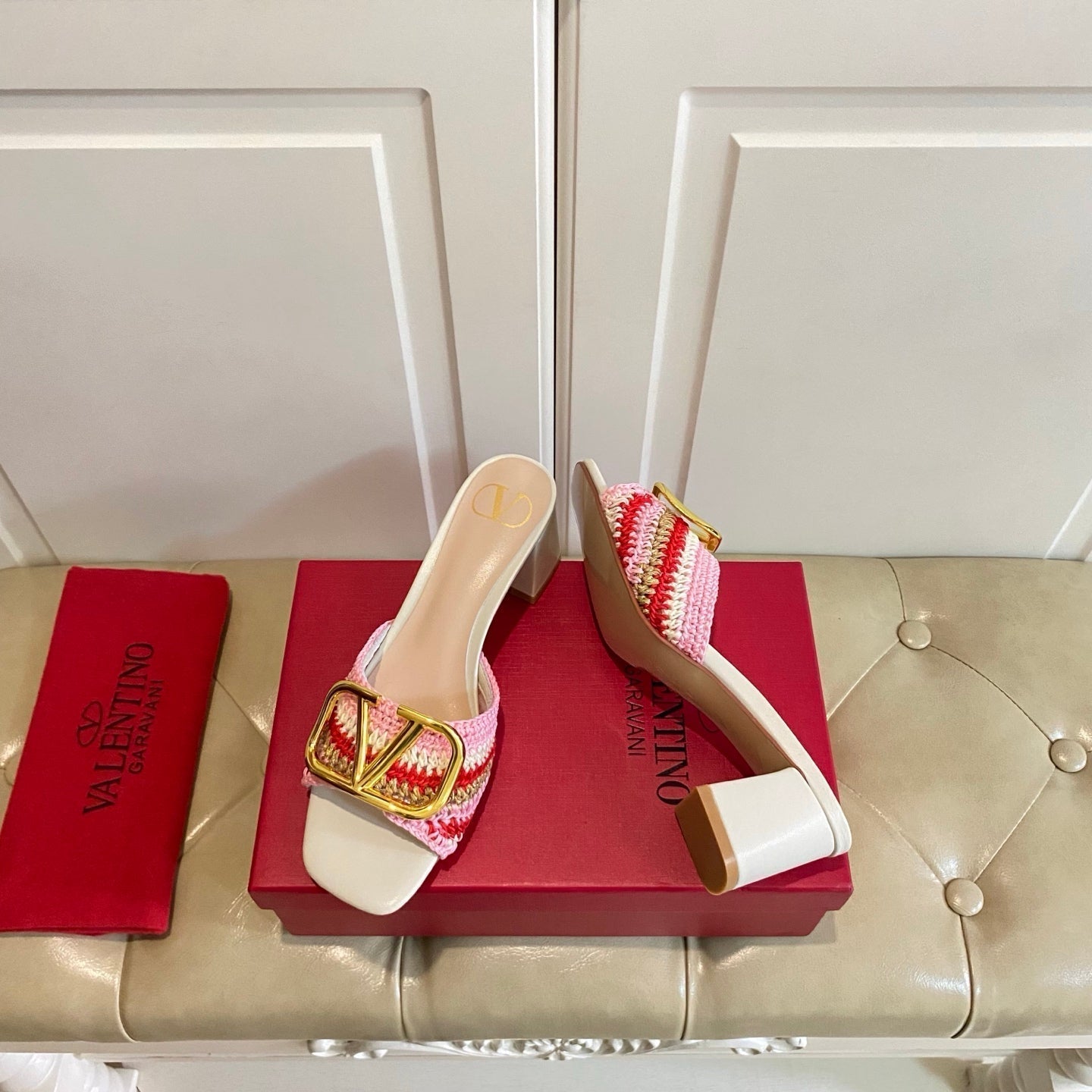 Vlogo Signature Slide Sandal 60mm With Crochet Embroidery