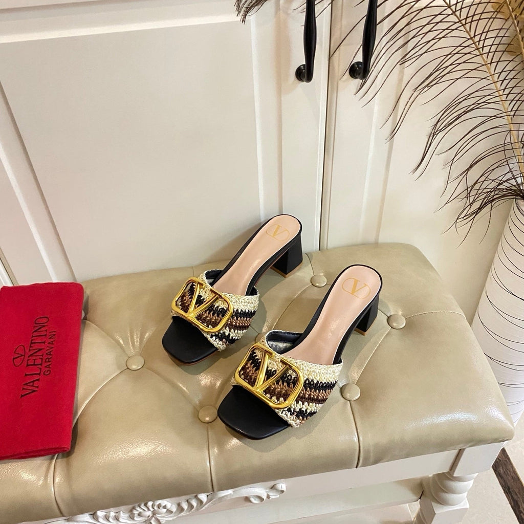 Vlogo Signature Slide Sandal 60mm With Crochet Embroidery