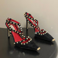 VT Rockstud Kidskin Pump 100mm Black Suede 835108