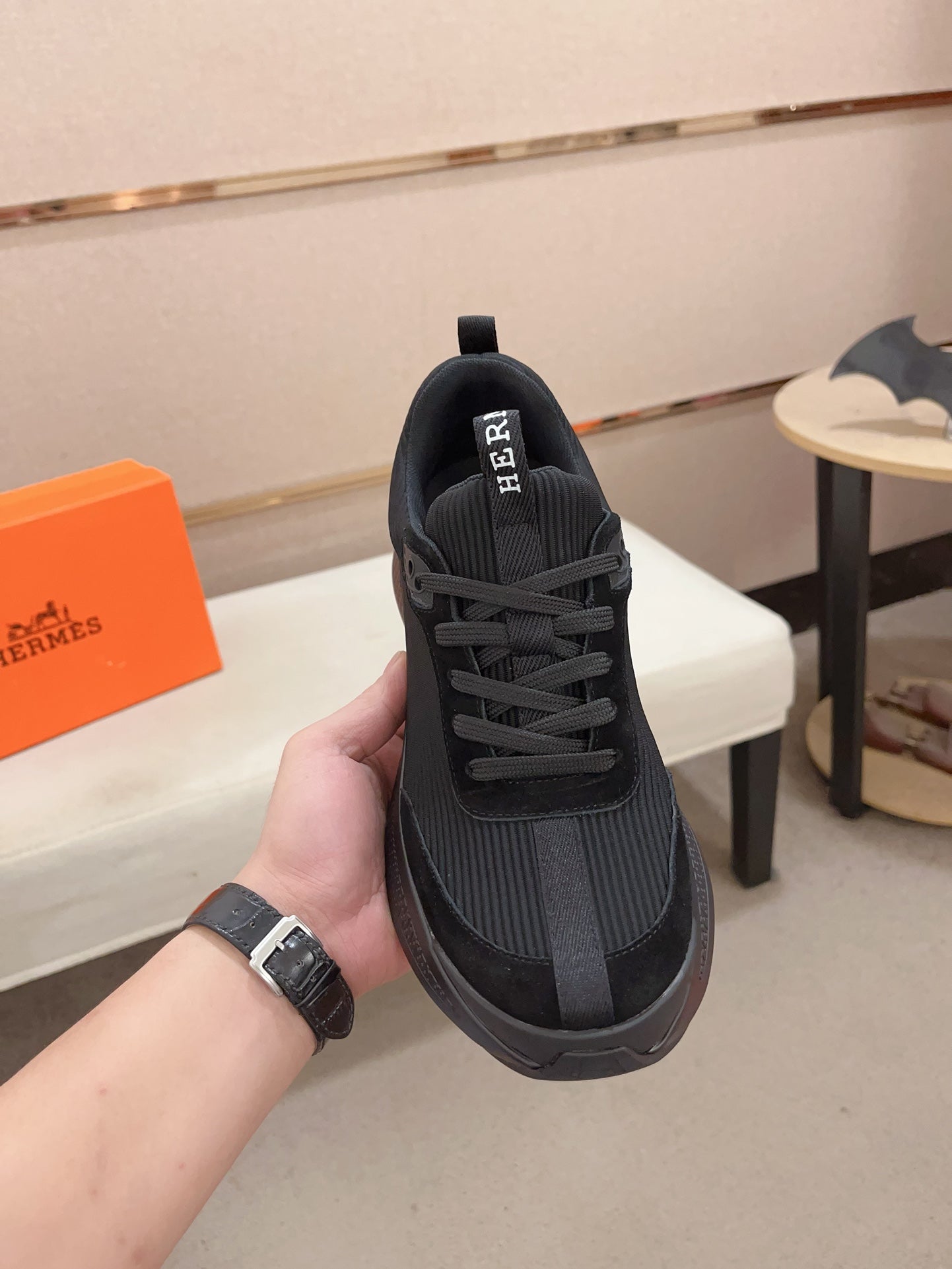 HM HUGO SNEAKER BLACK WEAVE AND SUEDE
