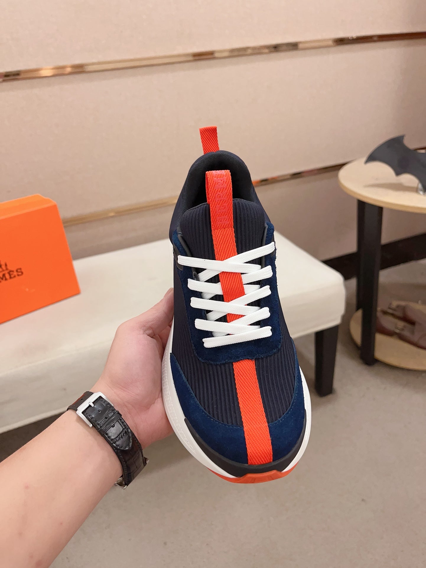 HM HUGO SNEAKER NAVY WEAVE AND SUEDE