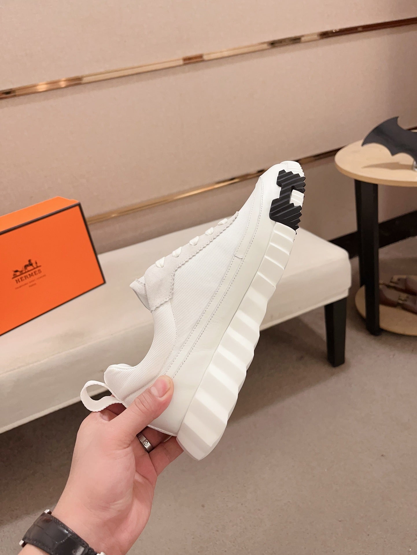 HM BOUNCING SNEAKER WHITE CALFSKIN