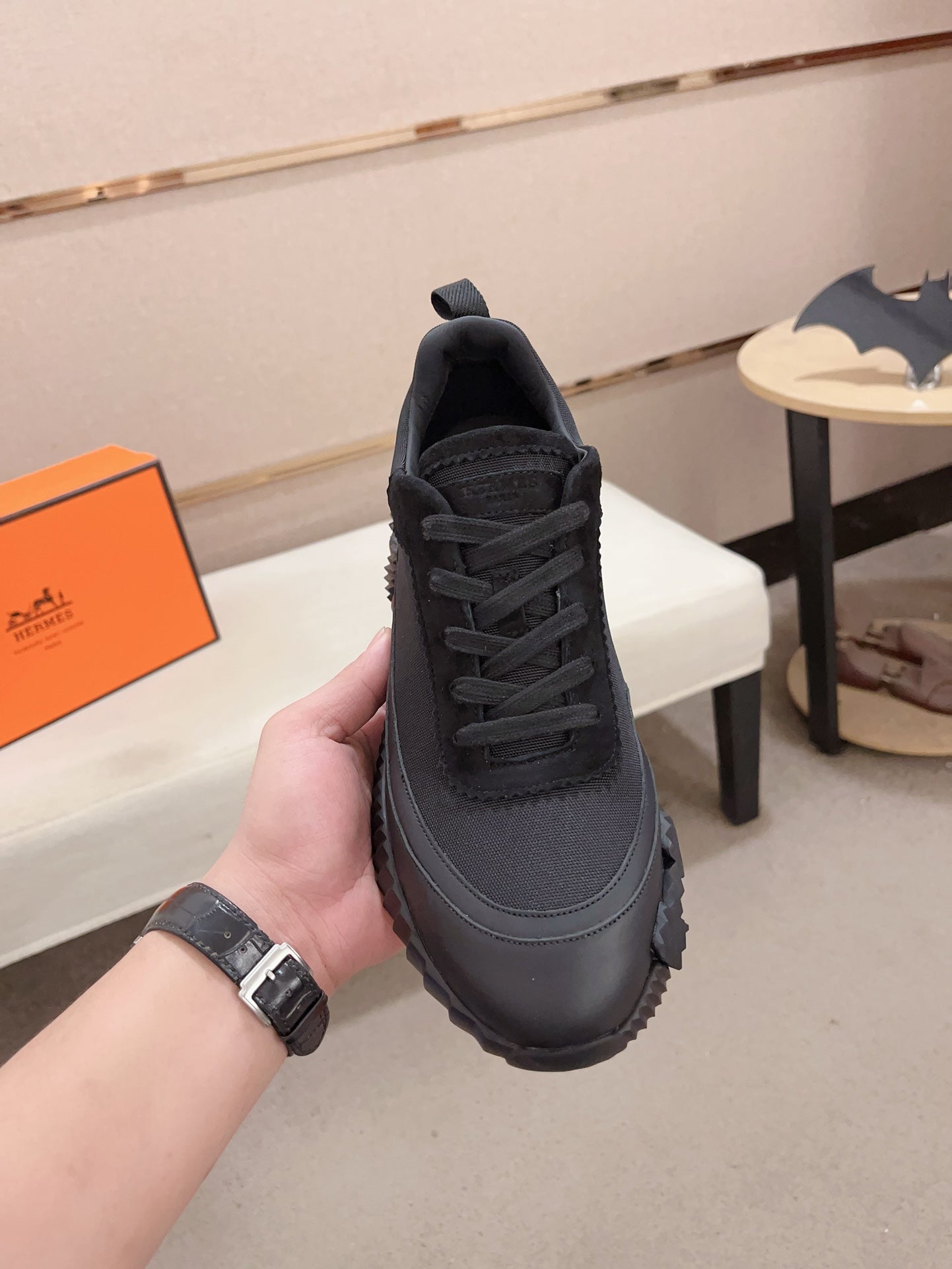 HM BOUNCING SNEAKER BLACK CALFSKIN