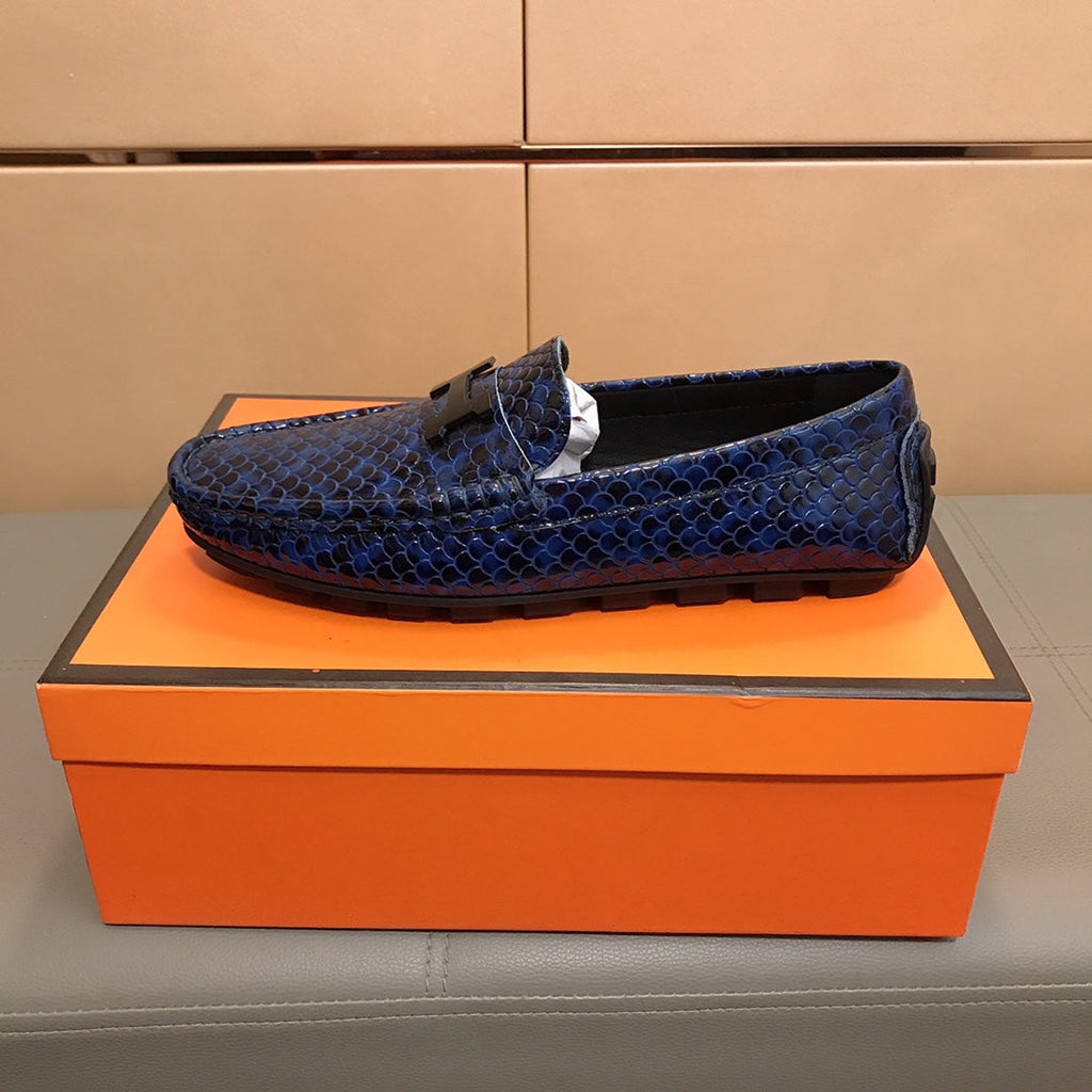 HM Men's Loafer Navy Blue Cowhide 529720