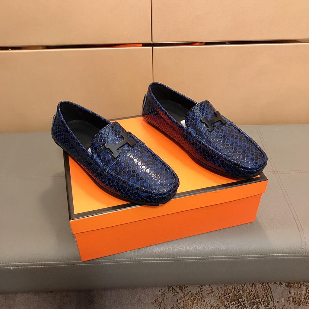 HM Men's Loafer Navy Blue Cowhide 529720