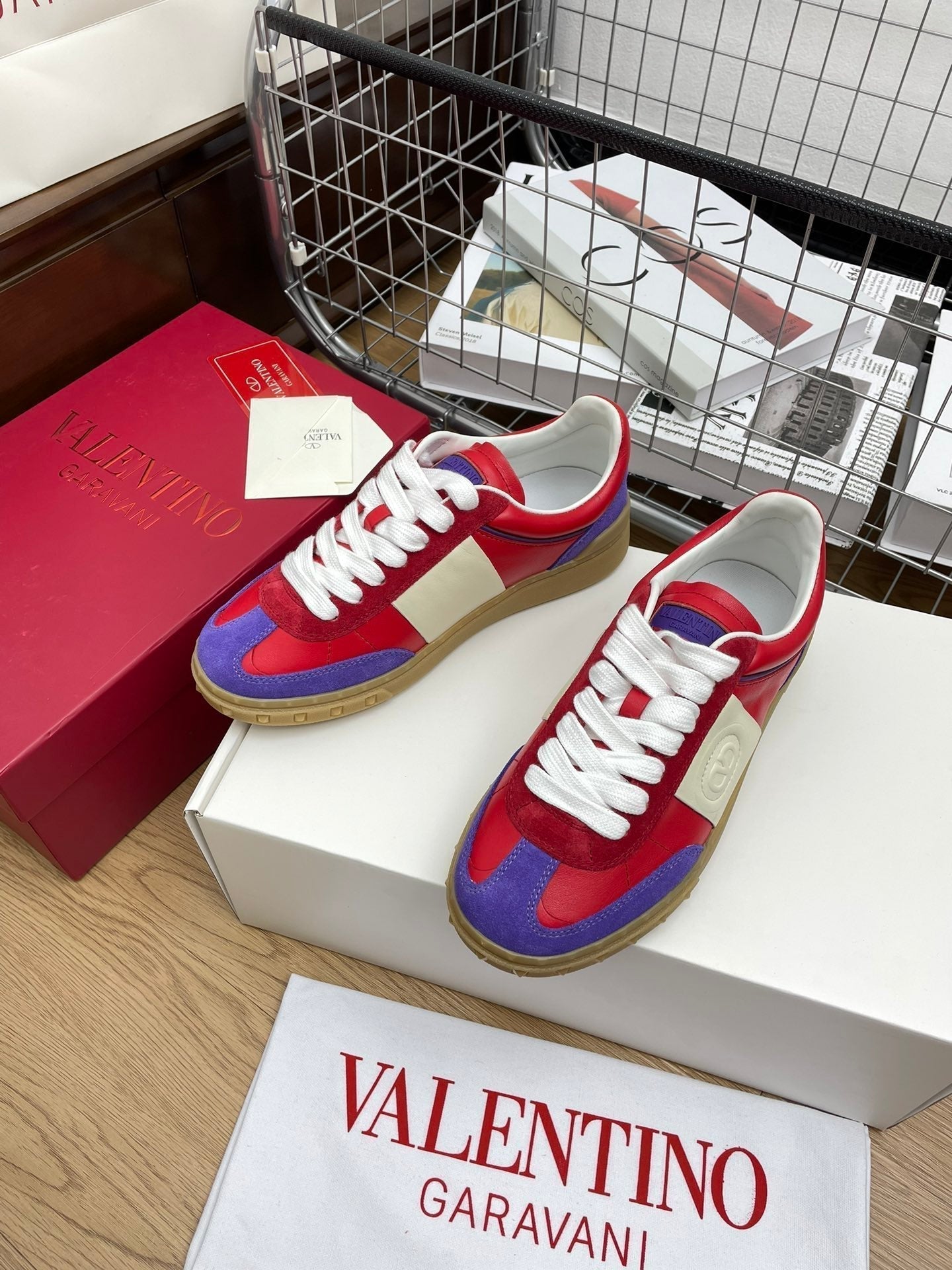 Upvillage Trainer 30mm In Red Mix Dark Violet Laminated Calfskin With Suede 990143