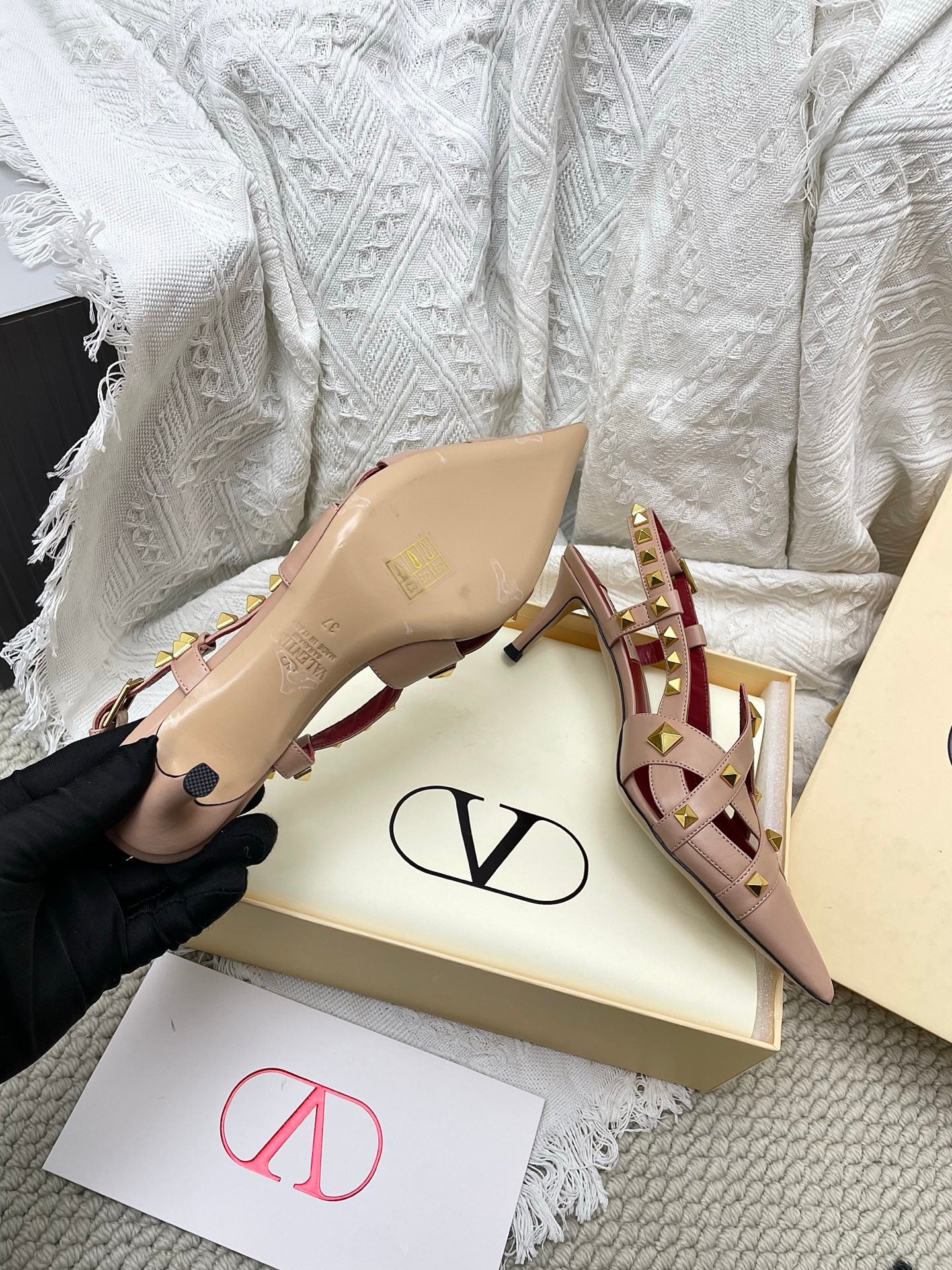 VT Studdy Kidskin Pumps 60mm Light Brown Goatskin 611370