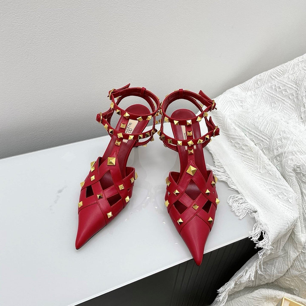 VT Studdy Kidskin Pumps 80mm Red Goatskin 611374