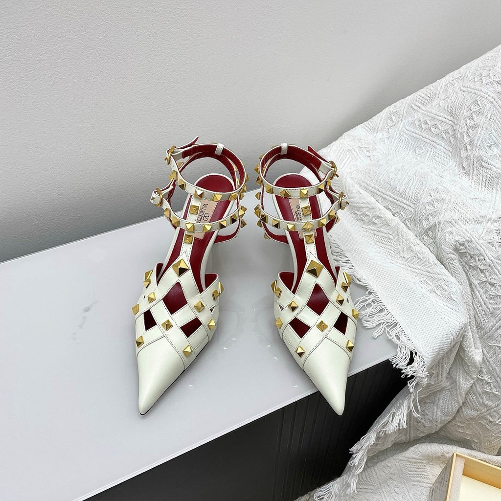 VT Studdy Kidskin Pumps 80mm White Goatskin 611375