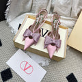 Garavani Bowow 8.0 Embellished Slingback Pumps Pink Satin