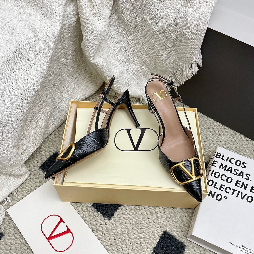 VT Signature Slingback Black Embossed Cowhide 726942