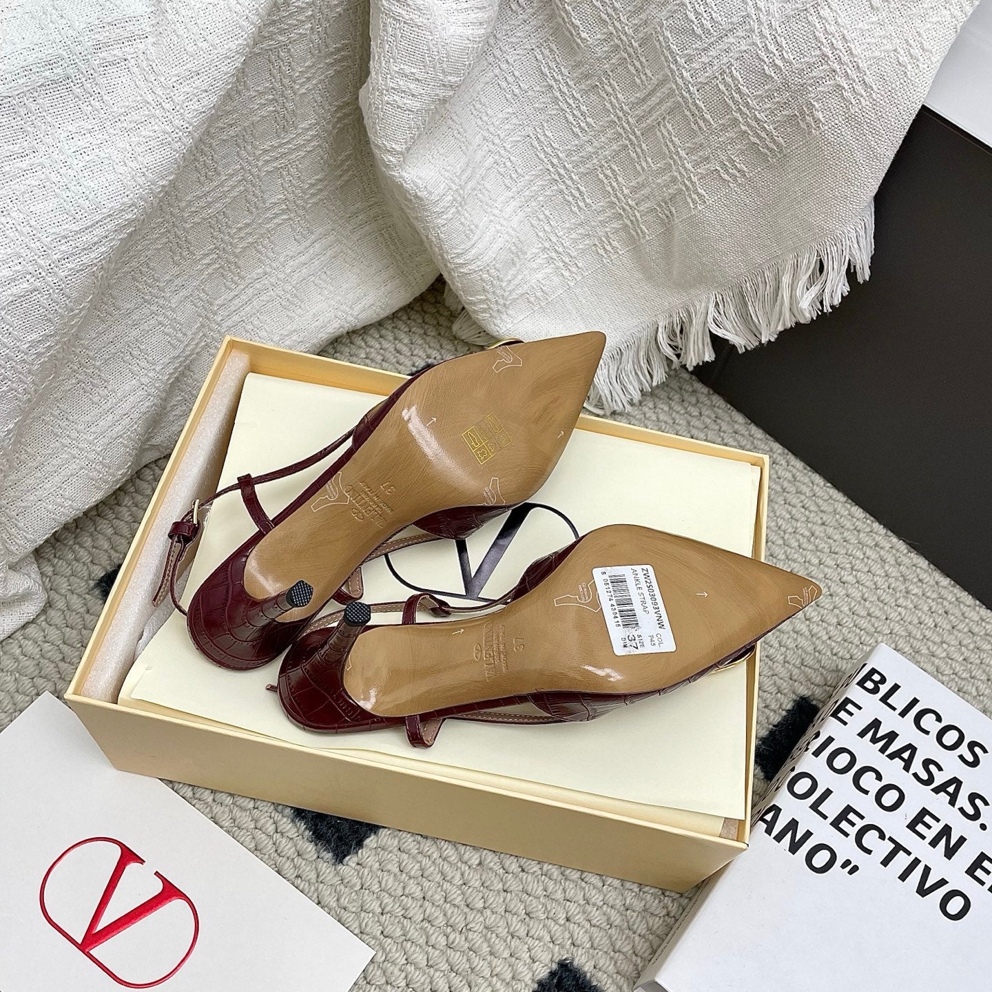 VT Signature Slingback Burgundy Embossed Cowhide 726944