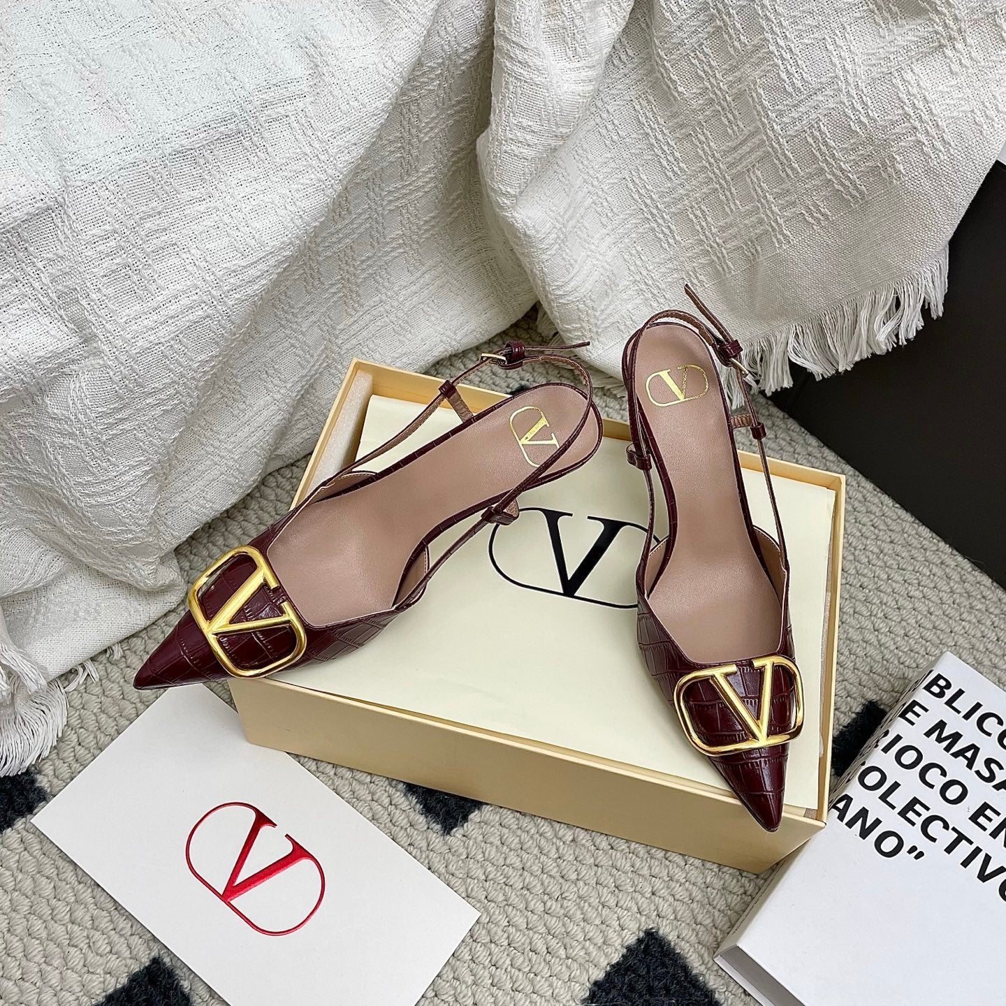 VT Signature Slingback Burgundy Embossed Cowhide 726944