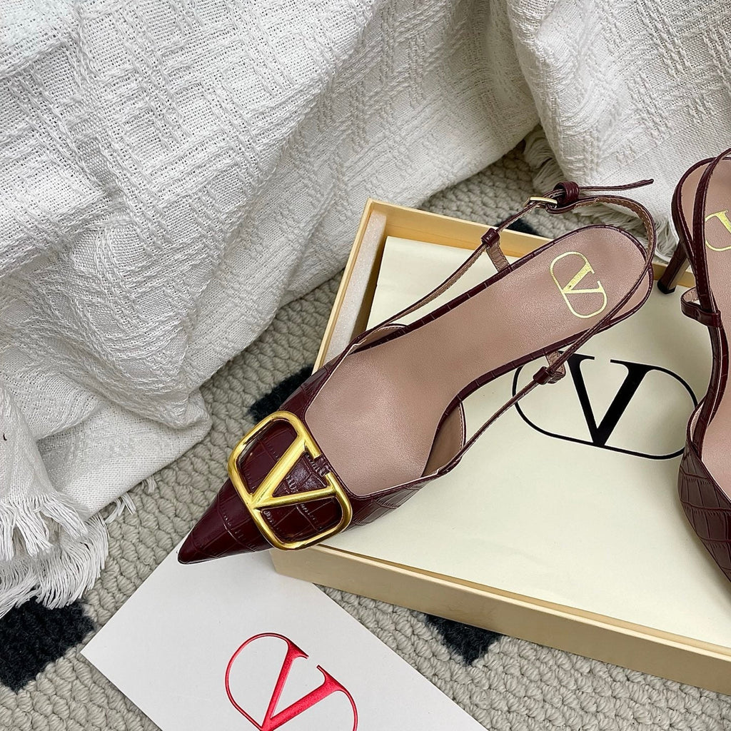VT Signature Slingback Burgundy Embossed Cowhide 726944