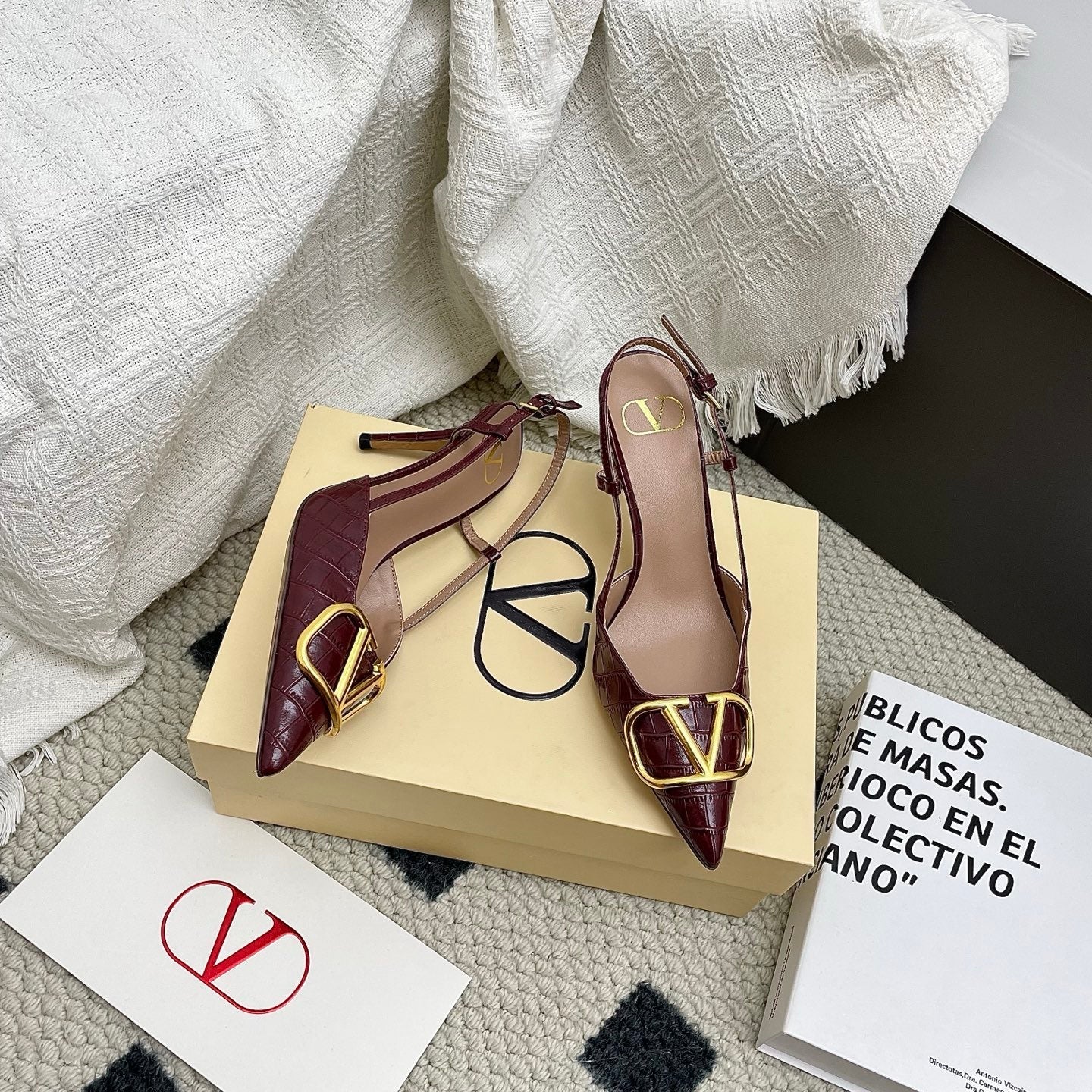 VT Signature Slingback Burgundy Embossed Cowhide 726944