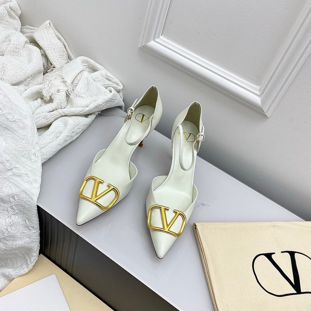 Valentino D'Orsay Slingback 6cm Ivory Cowhide 726947