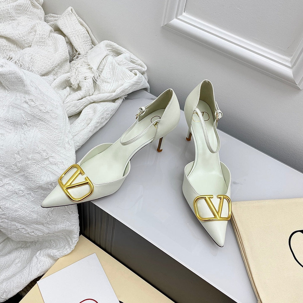 Valentino D'Orsay Slingback 6cm Ivory Cowhide 726947