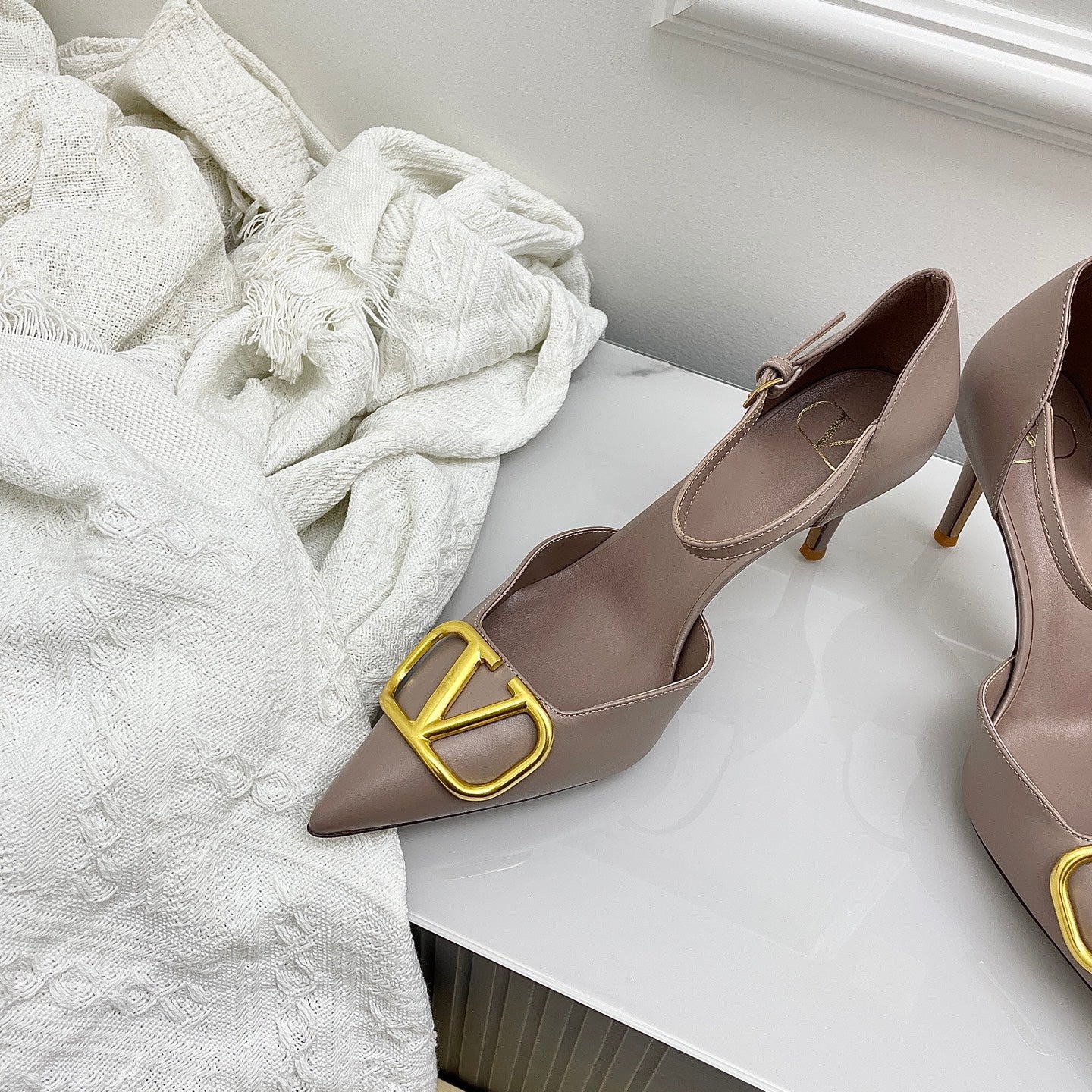 Valentino D'Orsay Slingback 6cm Taupe Cowhide 726948