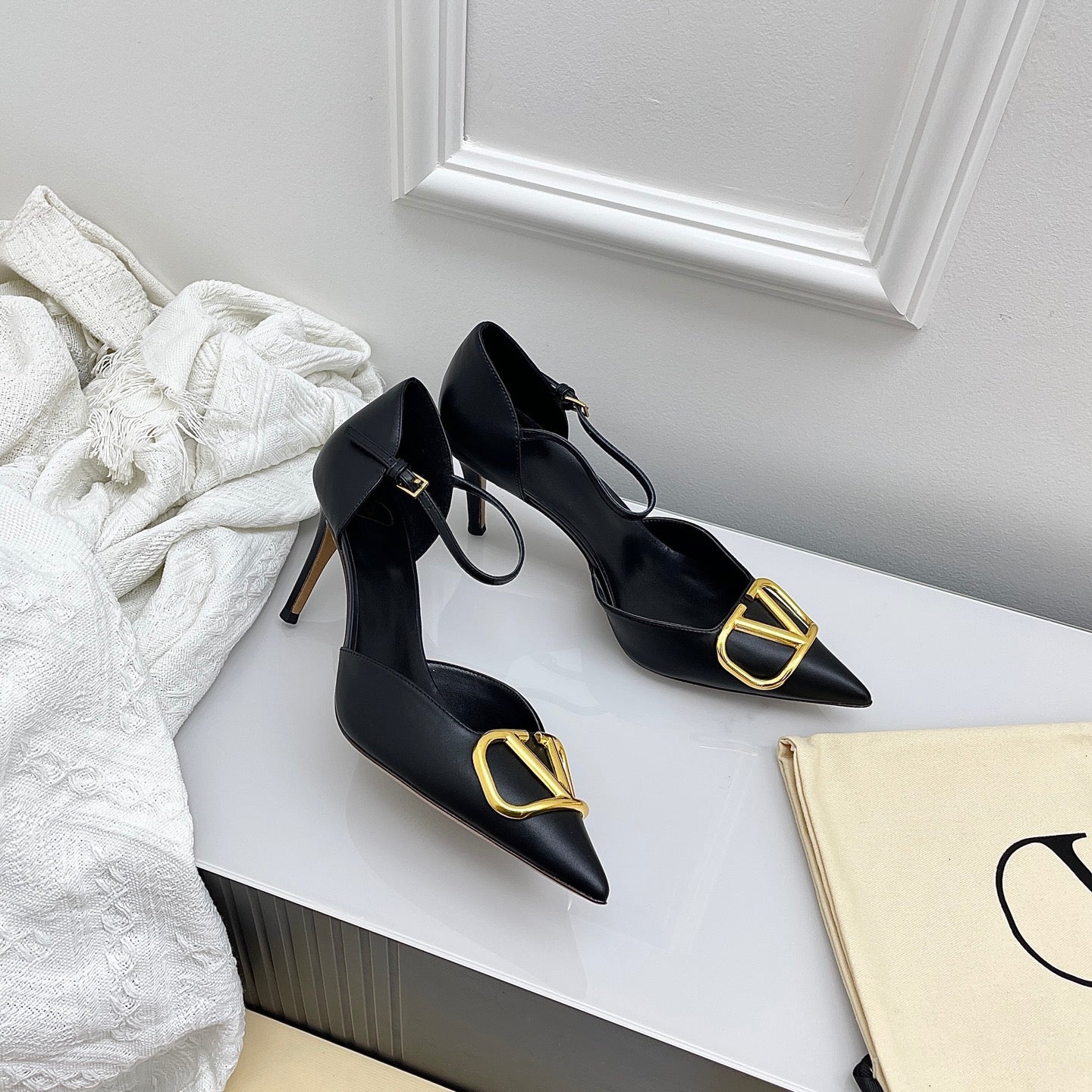 Valentino D'Orsay Slingback 6cm Black Cowhide 726949
