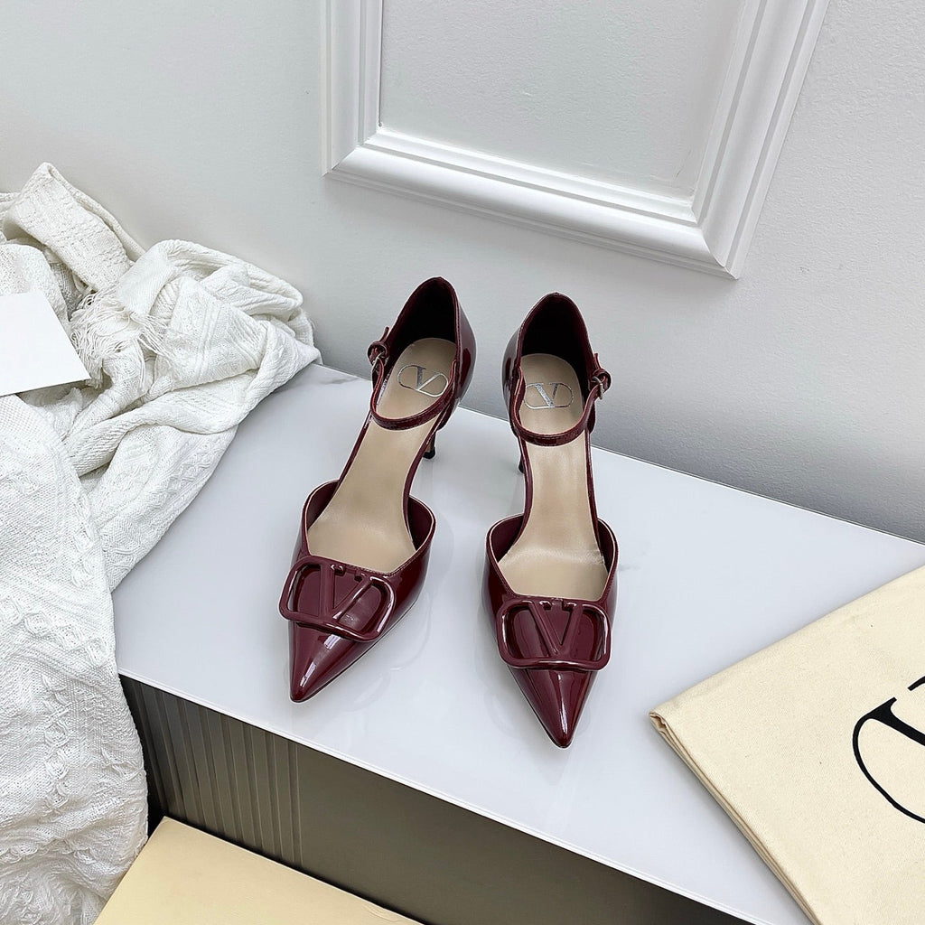 Valentino D'Orsay Slingback 6cm Burgundy Patent Leather 726950
