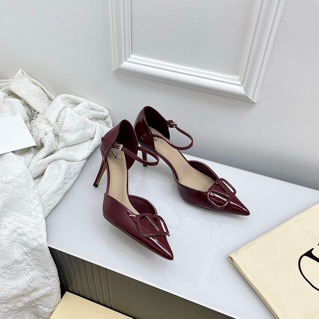 Valentino D'Orsay Slingback 6cm Burgundy Patent Leather 726950