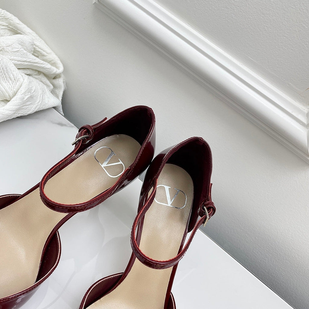 Valentino D'Orsay Slingback 6cm Burgundy Patent Leather 726950