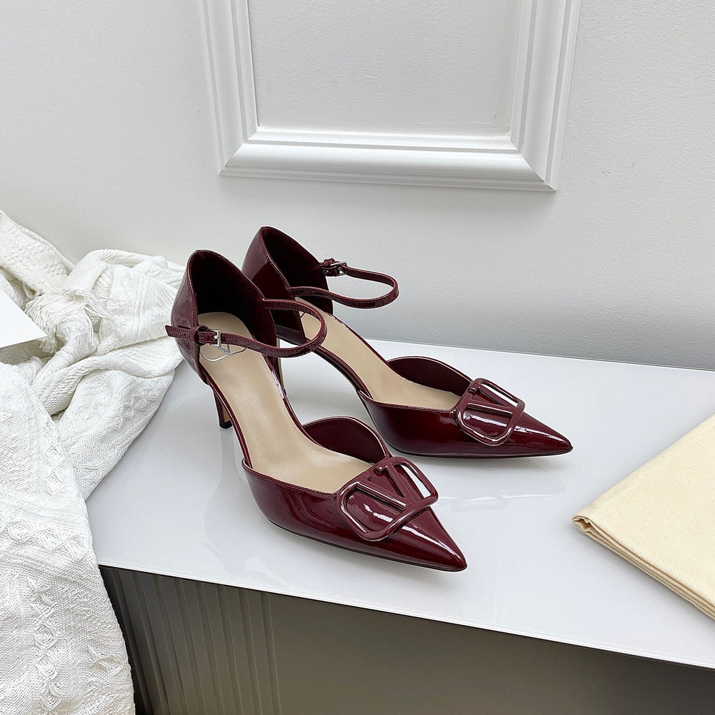 Valentino D'Orsay Slingback 6cm Burgundy Patent Leather 726950