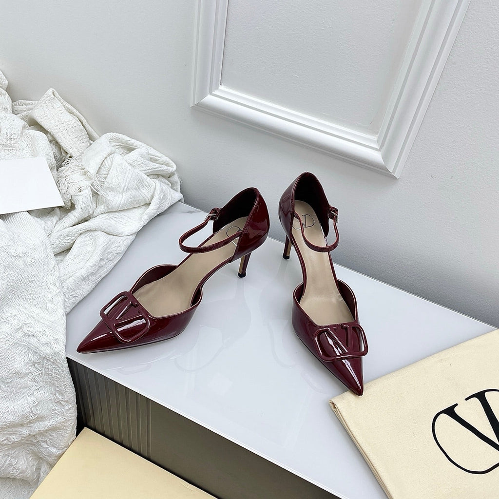 Valentino D'Orsay Slingback 6cm Burgundy Patent Leather 726950