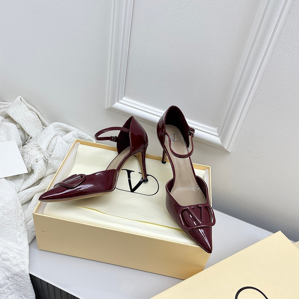 Valentino D'Orsay Slingback 6cm Burgundy Patent Leather 726950