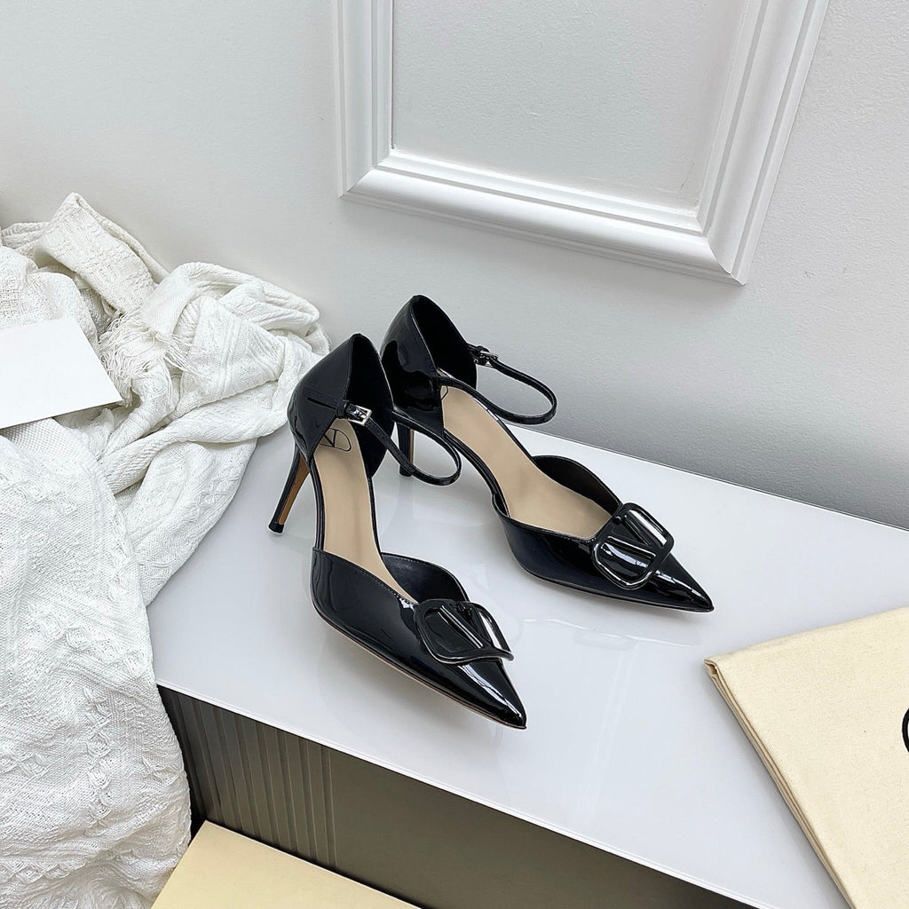 Valentino D'Orsay Slingback 6cm Black Patent Leather 726952
