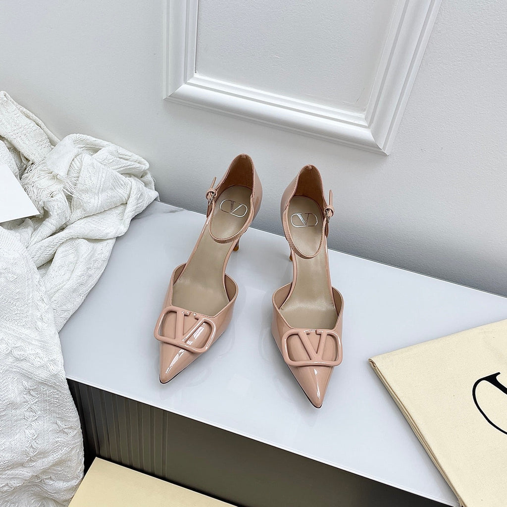 Valentino D'Orsay Slingback 6cm Muted Pink Patent Leather 726953