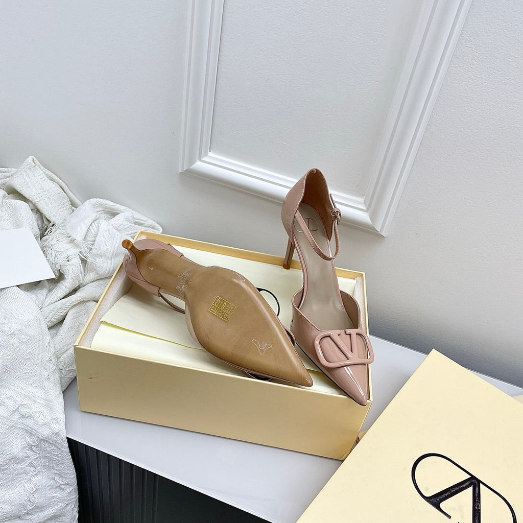 Valentino D'Orsay Slingback 6cm Muted Pink Patent Leather 726953