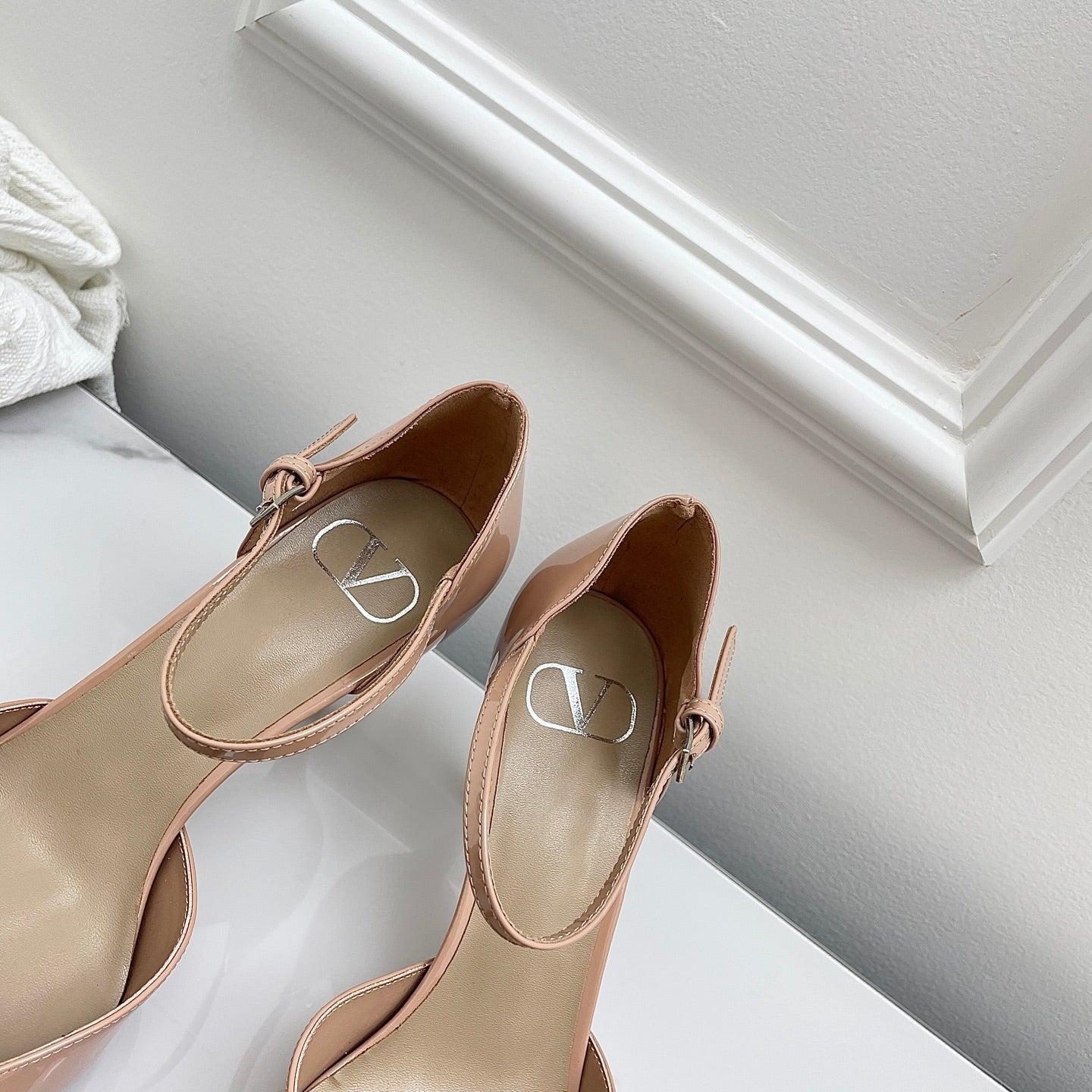 Valentino D'Orsay Slingback 6cm Muted Pink Patent Leather 726953