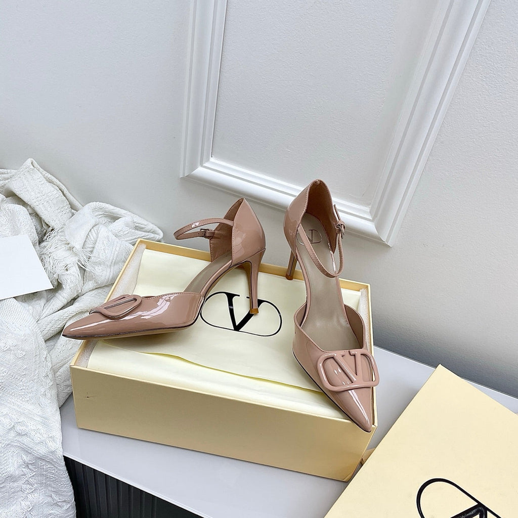 Valentino D'Orsay Slingback 6cm Muted Pink Patent Leather 726953