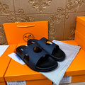 HM CIRCLE CUT SANDAL PRUSSIAN BLUE CALFSKIN