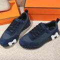 HERMES MAINLAND SNEAKER IN CLASSIC BLUE SUEDE AND BREATHABLE MESH FABRIC