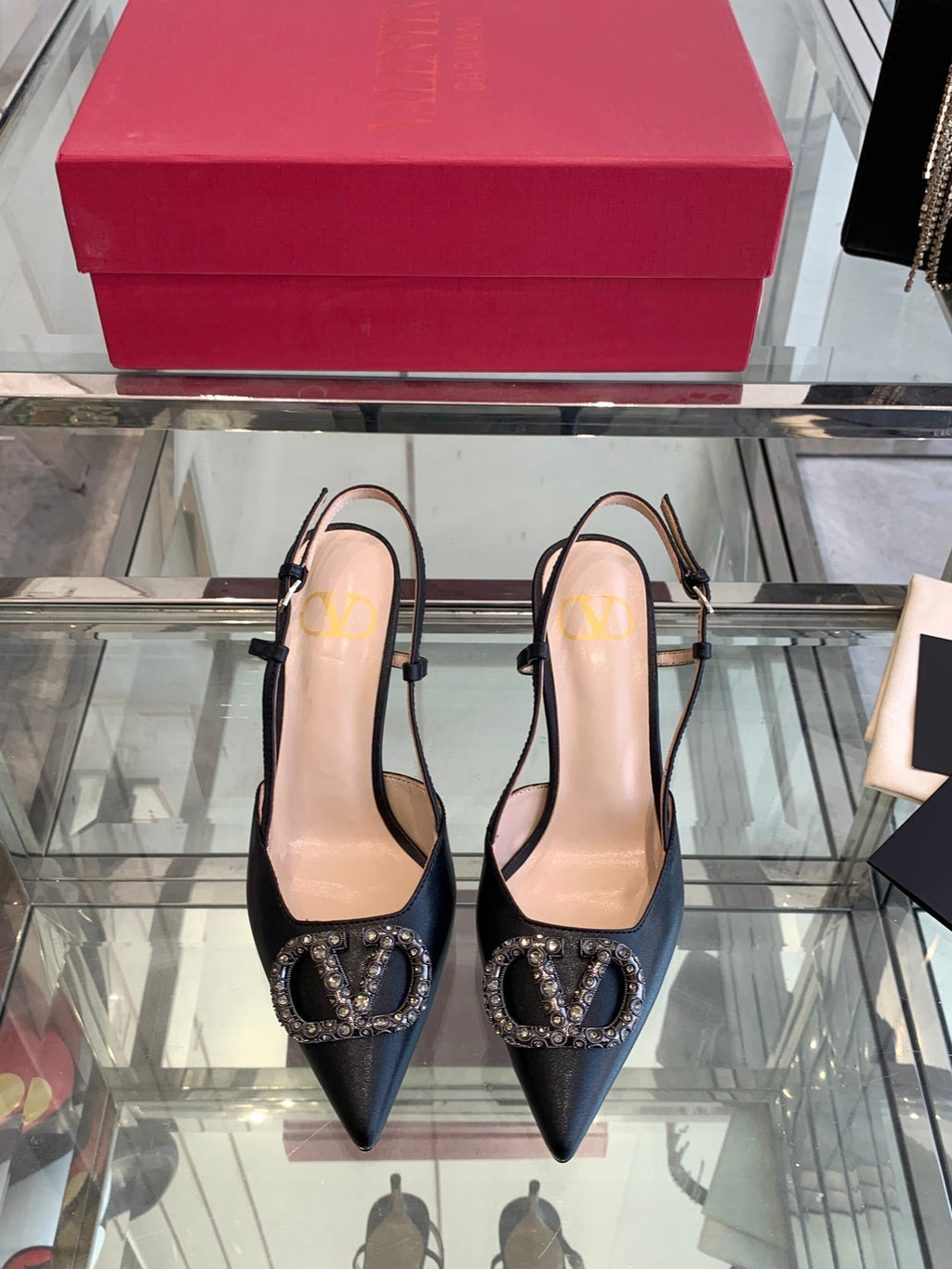 VT 25 High Heels Slingbacks Balck Cowhide 292335