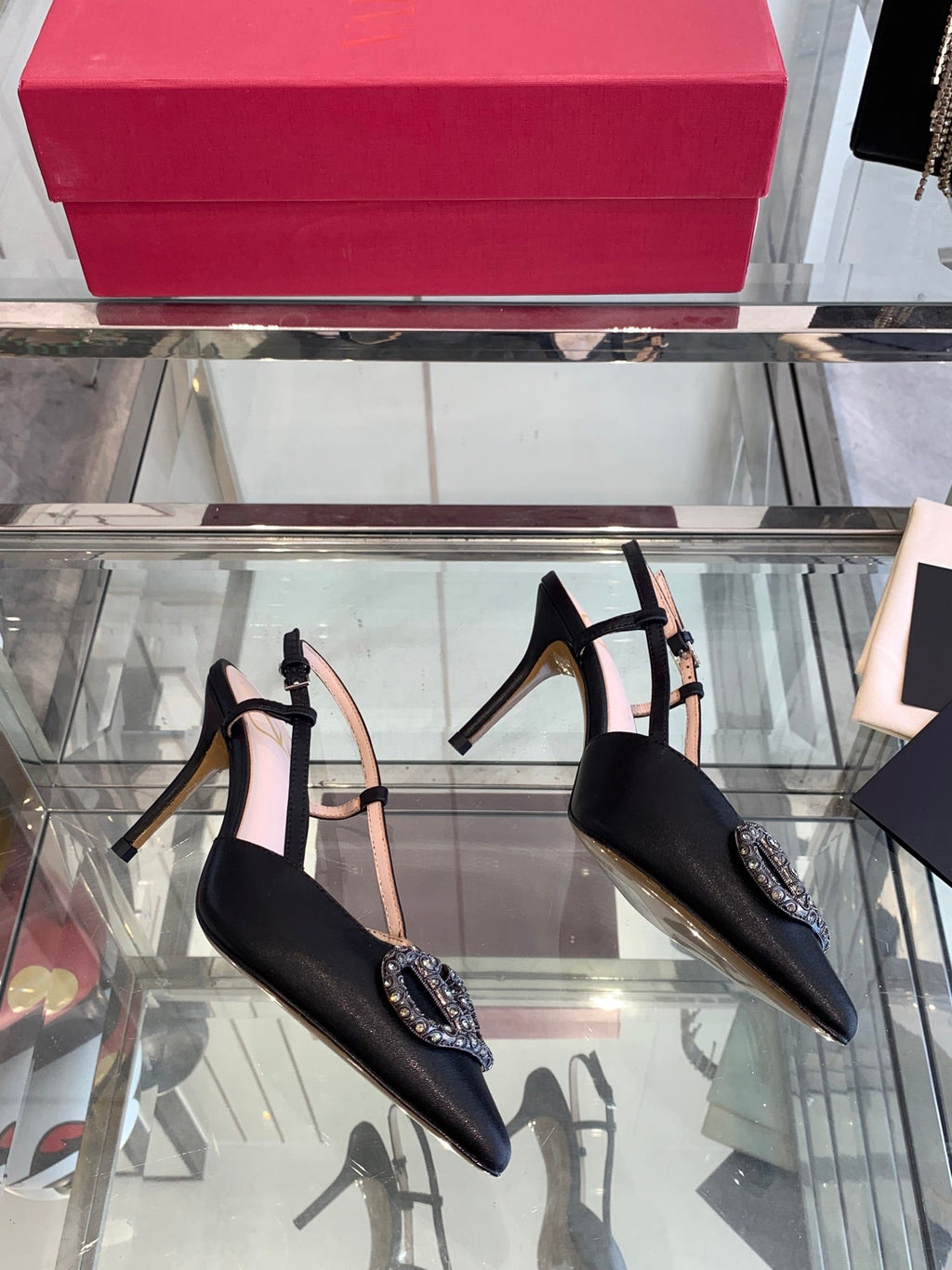 VT 25 High Heels Slingbacks Balck Cowhide 292335