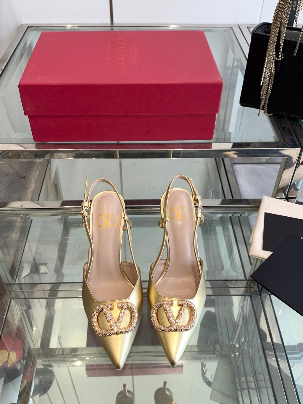 VT 25 High Heels Slingbacks Gold Cowhide 292345