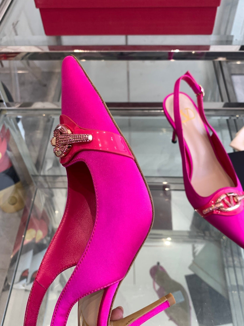 VT 25 High Heels Slingbacks Fuchsia Pink Cowhide 292353