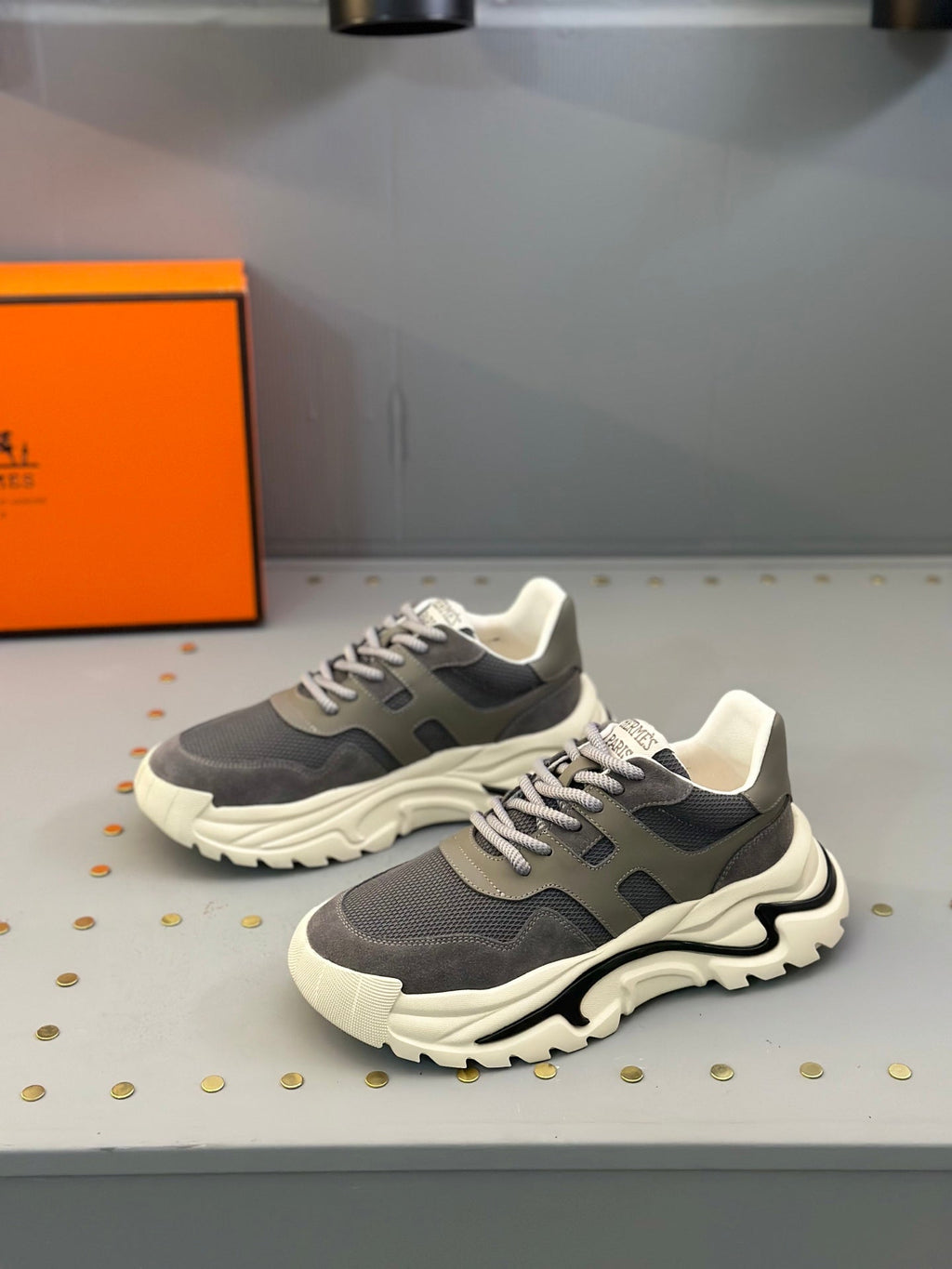 HM Men's Sneaker Grey Mesh Calfskin 541265